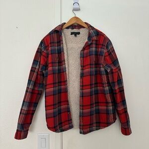 Aeropostale Red and Navy Blue Plaid Fleece Flannel